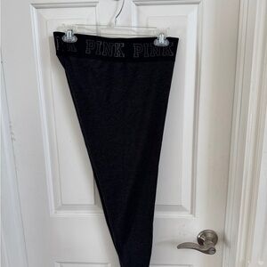 PINK black crop pull on yoga pants.  Medium